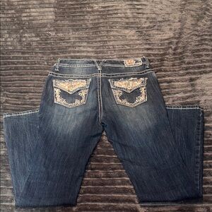 Vanity Dark Blue Denim Jeans with Sequin Pocket Accents